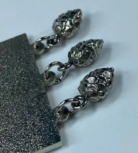 Merry Christmas Vintage Jewelry Pin Brooch Poinsettias and Dangling Pinecones