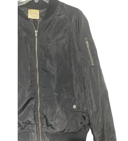Ashley Women's Outer Wear Full Zip Up Puffer Bomber Jacket Black Size L Vintage Size L