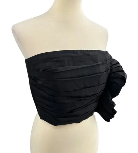Sandro Paris Black Ruffled Strapless Bustier Top Night Out Party Size 3 / Large