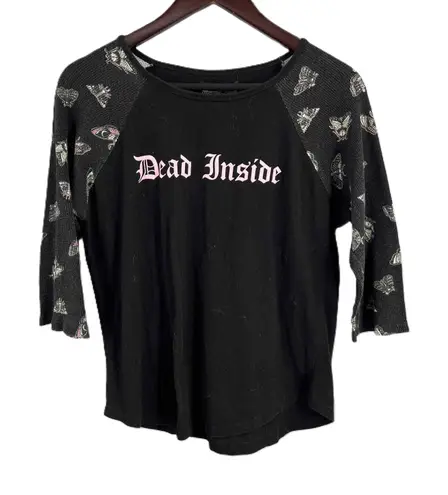 Blackcraft Black Dead Inside Moth Raglan Goth T