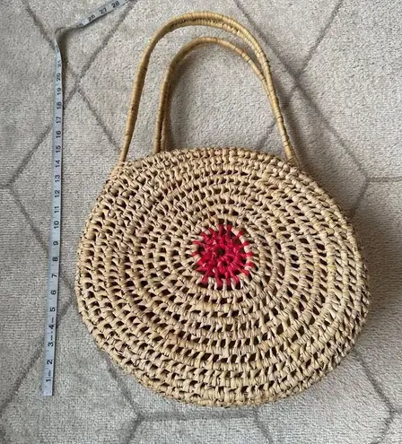 Circlular Straw Beach Shoulder Tote Bag