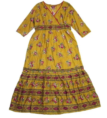 NWT April Cornell Chateau Hostess Maxi in Gold Floral V