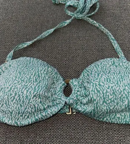 Time And Tru Pre-Owned MD  Teal and White Textured Bikini Top