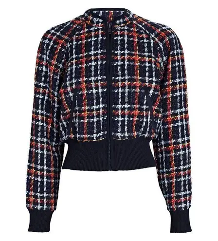 💕MOTHER💕 The Mock Neck Ribbed Jacket ~ Beat By Beat Medium M NWT Plaid 80s Blue