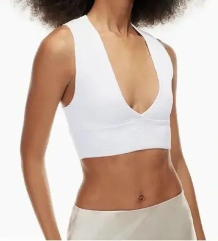 Babaton Sculpt Sculpt Knit Deep V Tank Top Cropped White Small