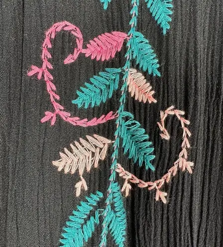 Curations Embroidered Gauze Kaftan Swim Coverup Black Size P1X