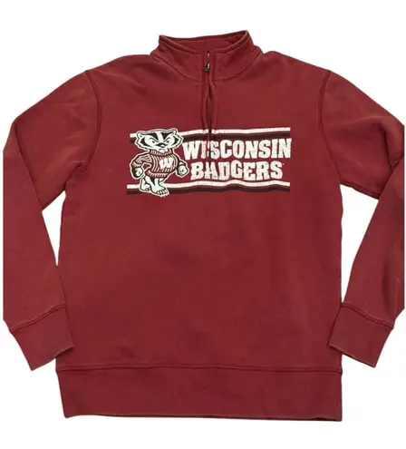Gear for Sports Retro Wisconsin Badgers Red Quarter Zip Sweatshirt Relax Fit S Collegiate Bucky
