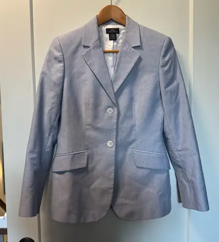 Brooks Brothers 346 Women's Double Breasted Blazer Light Blue White Business 2