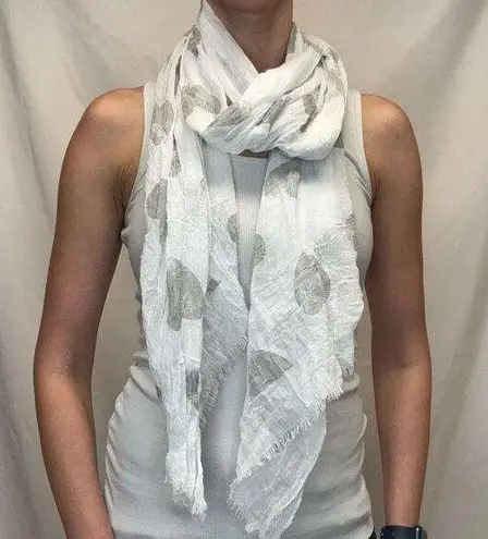 Unbranded Women's Lightweight Sheer Heart Print Rectangle Neck Scarf White Gray