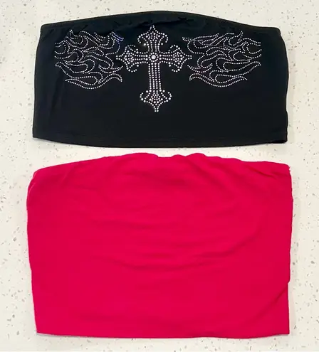 Romwe Set of 2 Bandeau Tube Tops - Size: Medium - Image 1