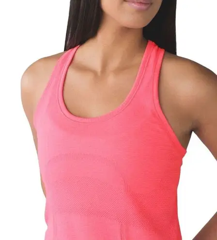 Lululemon  Swiftly Tech Racerback In Heathered Neon Pink Lightweight Run Size 4