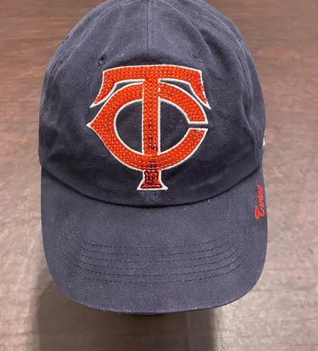 Minnesota Twins Womens Adjustable Hat Navy Sequin TC Logo MLB Baseball Cap Faded Red
