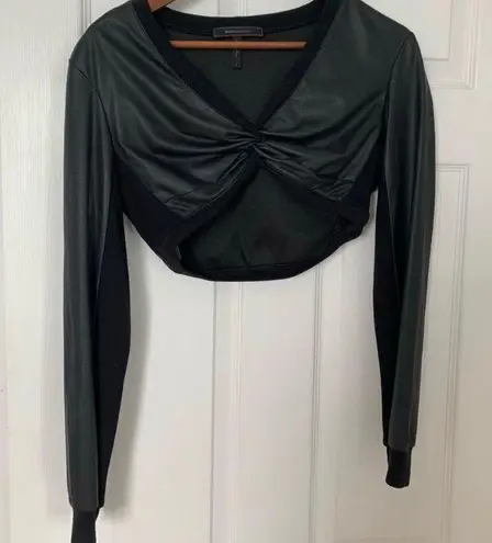 BCBGMAXAZRIA Faux Leather Crop Top