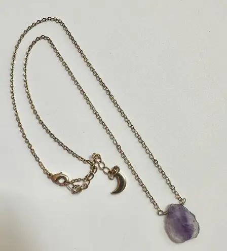 Luna Norte Raw amethyst gold plated pendant necklace Purple