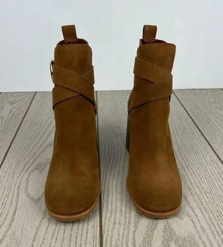 See By Chloe See by Chloé Suede Buckle Ankle Booties 37.5 Tobacco (Tan) & Goldtone Metal $525