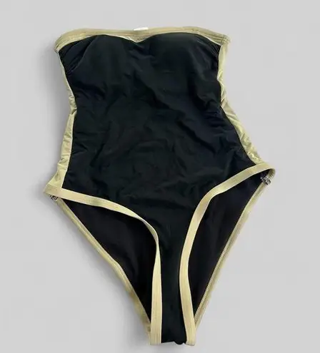 VERO MODA NEW Rachel Strapless Classic black and tan one piece swim suit XS