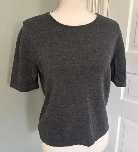 Lord & Taylor Italian Merino Wool Sweater Short Sleeve Grey Size Large