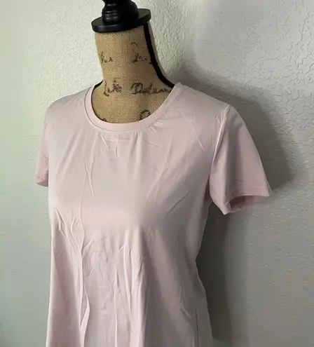 Halara size S Pink Round Neck Short Sleeve Crisscross Split Tie Back Sports Top