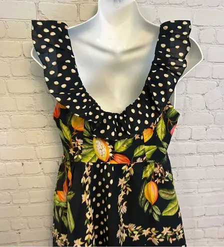 Farm Rio Cocoa Paradise Mini Ruffle sleeve dress New artsy cottagecore SML chic