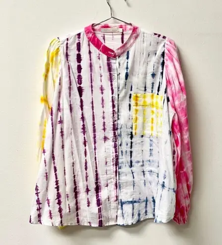 Charina Sarte Holi Long Puffed Sleeves Tie Dye Button