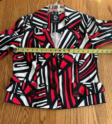 Abbie Mags Aztec Print Two Button Notch Lapel Vintage Boxy Blazer Size SP Red