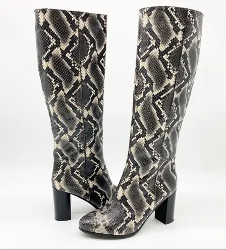 Dusano Womens Boots Size 37 Snakeskin Python Print Chunky Heeled Mobwife Retro Black