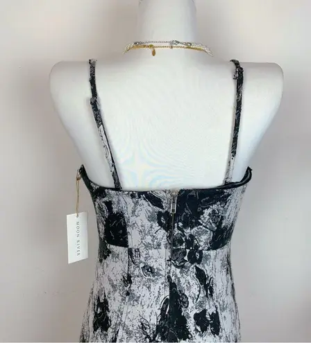 Moon River Corset Style Denim Midi Dress in Black & White