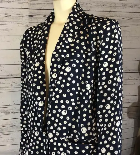 Vintage Studio by Michelle Stuart navy white Polkadot jacket & skirt size medium Blue
