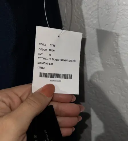 Alfred Sung NWT Midnight Navy Spaghetti Strap Mermaid Dress Size 18