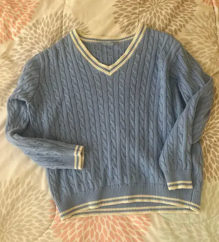 John Galt Blue Cable Knit Sweater