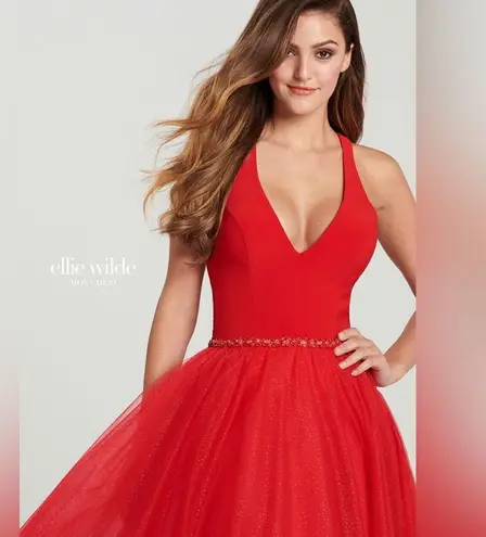 Ellie Wilde by Mon Cherie Womens Prom Dress Size 2 Red Formal Gala HOCO