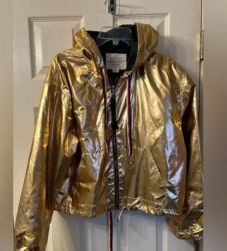 Ashley by 26 International Metallic Gold Shiny Hoodie - Size XL