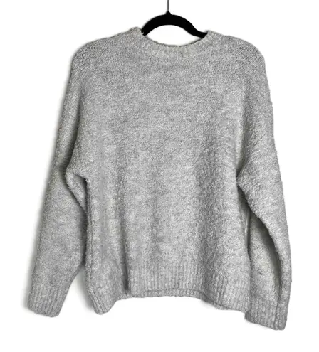 MNG Womens Light Grey Crewneck Knit Textured Long Sleeve Sweater Small Gray