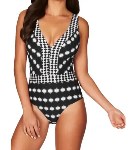 Sea Level Australia Black White Geometric One Piece Swimsuit Size 6