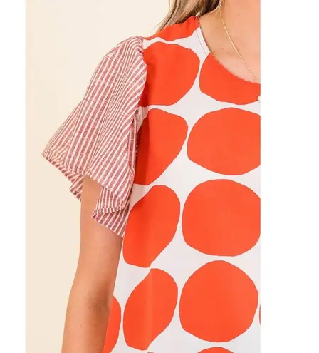 CES FEMME Contrast Polka Dot Blouse Top in Burnt Orange Size 3X New w/o Tag