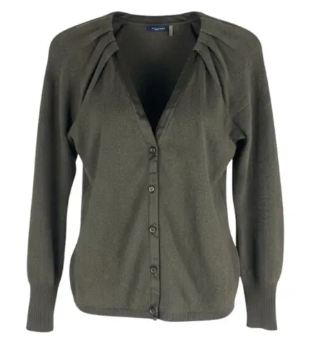 Magaschoni Cashmere Silk Long Sleeve Cardigan Dark Green Size XS