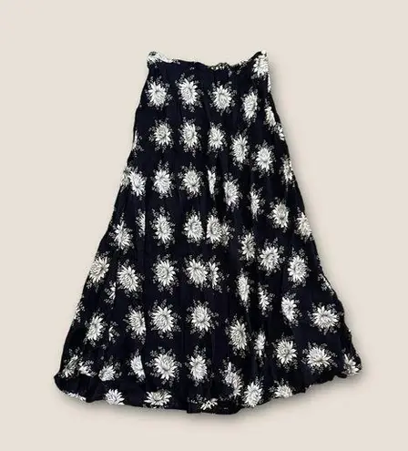 Karen Kane Vintage 90s Floral Flowy Maxi Skirt Navy Combo 10