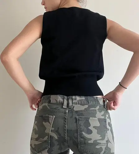 Knit Beaded 90s Top Black