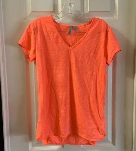 Bcg Orange V Neck Side Slit Short Sleeve T-Shirt S