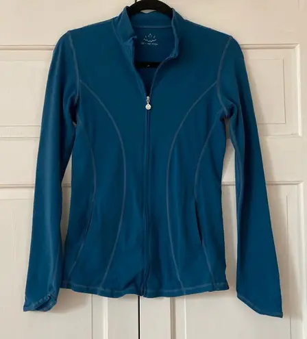 Beyond Yoga  On the Go Mock Neck Jacket in Teal BLUE Track Jacket‎ Athleisure - Image 1