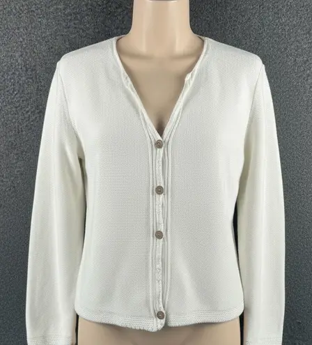 Vintage Rum Runner Women's XS Knit White Cardigan Sweater Linen Cotton Blend