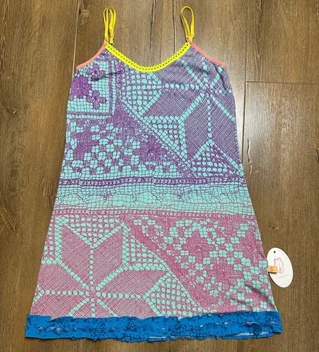 NWT Juana de Arco Juana Bahia Multicolor Slip Dress in Juana Print Size Small Blue - Image 1