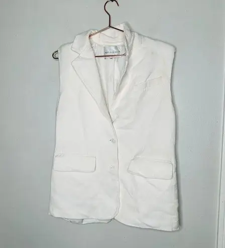 Endless Rose White Linen Blend Oversized Sleeveless Vest Blazer Size Extra Small