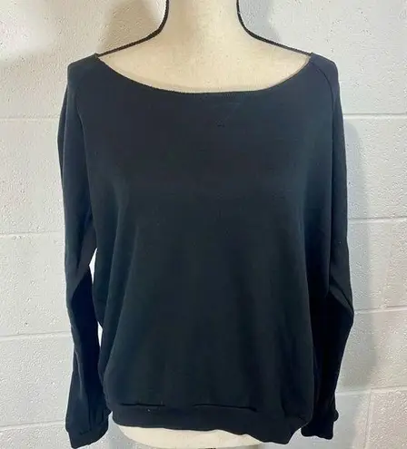 OTL Cropped Distressed Raw Hem Sweatshirt Black Size L