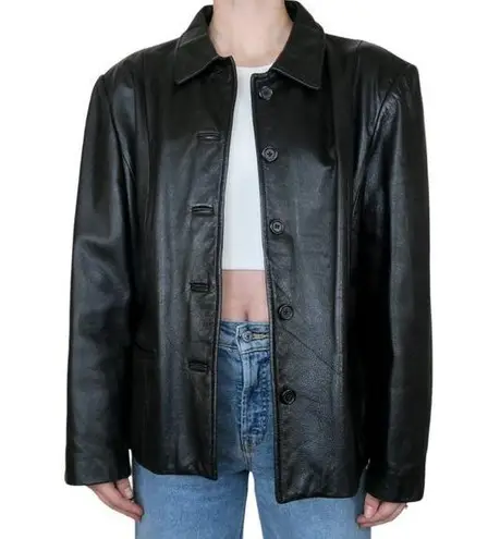 Preston & York Vintage 90s Black Leather Blazer Jacket
