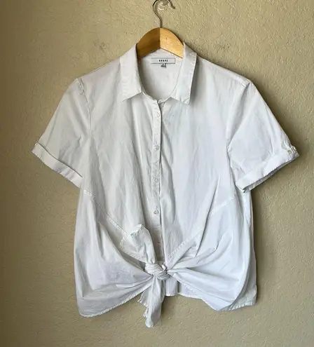 Ro & De White Tie Front Blouse