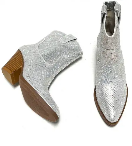 Forever Link Silver Rhinestone Cowboy Boot