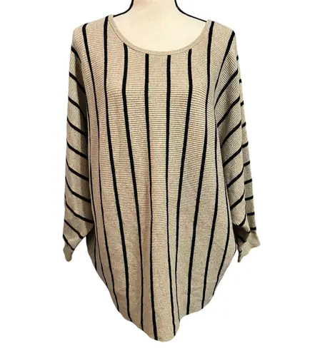 Philosophy Republic Clothing Women's Stripe Bat Wing Sleeve Sweater Sz 3X Soft Black