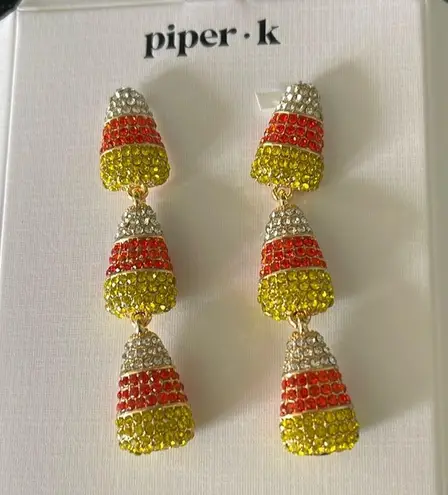 Piper k three tier candy corn glistening drop earrings new Orange