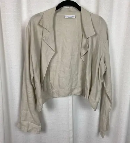 Bryn Walker Beige Linen Cropped Open Front Jacket Sz.M